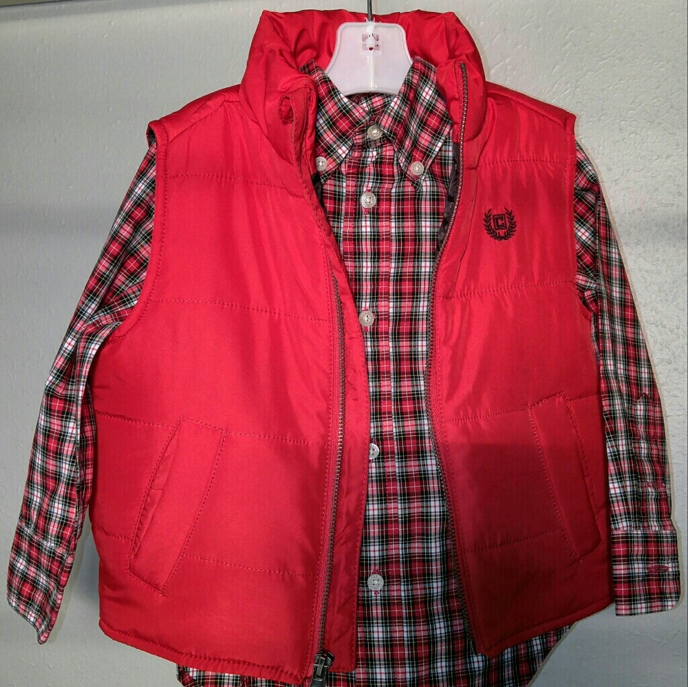 Chaps long sleeve shirt and Chaps puffer vest